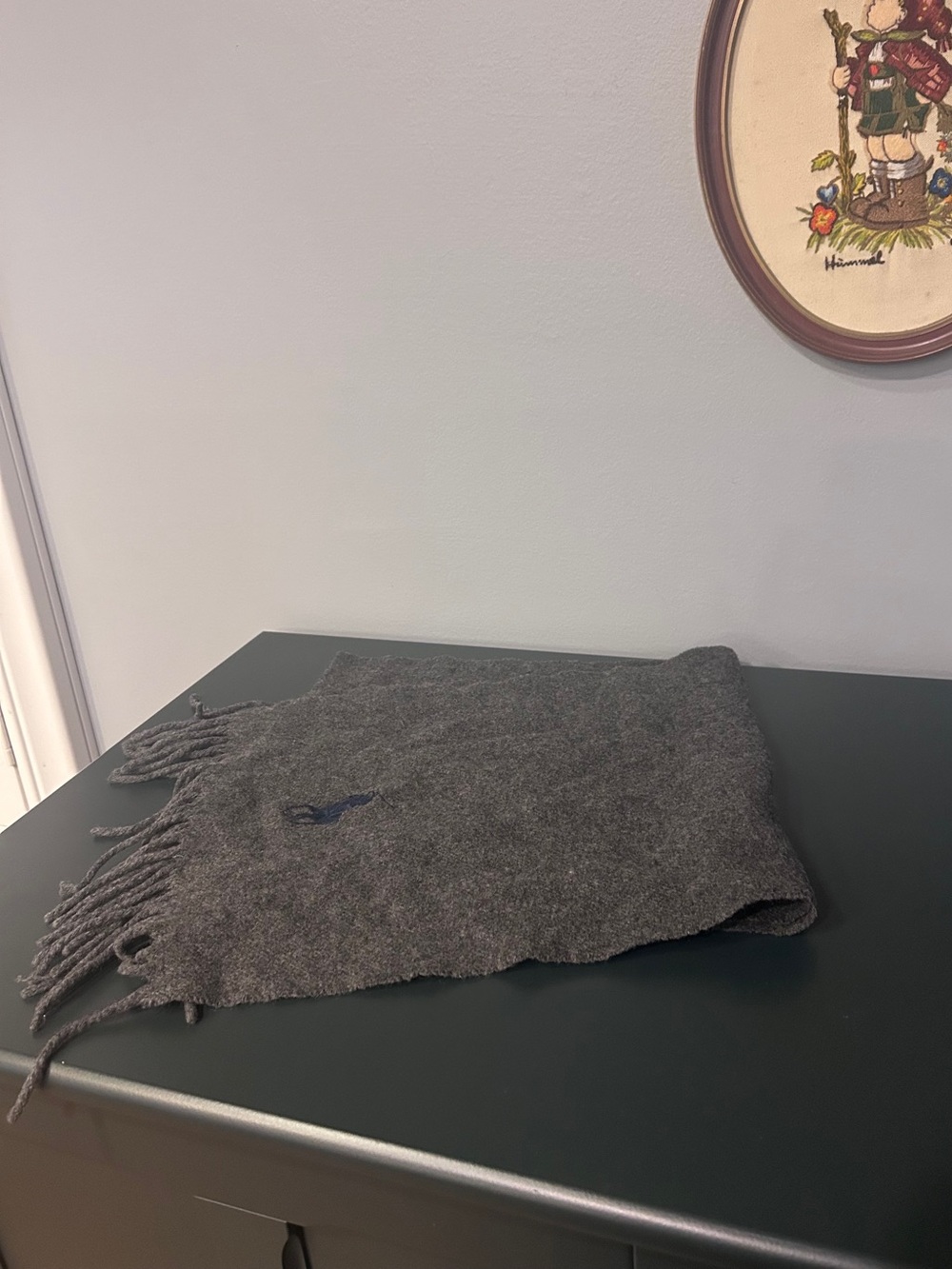 Polo by Ralph Lauren Gray Wool Fringe Scarf